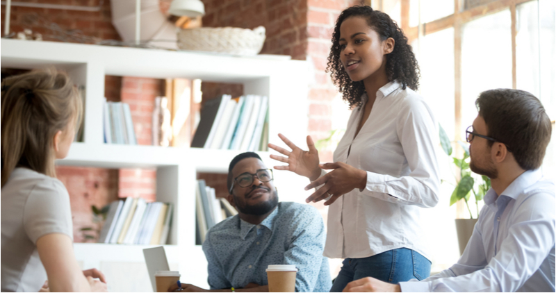 woman speaking in meeting